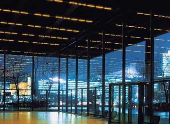 Jenny Holzer, <i>OH</i>, 2001. Electronic LED signs; amber diodes. Permanently installed at the Neue Nationalgalerie, Berlin. Inaugurated February 2001.