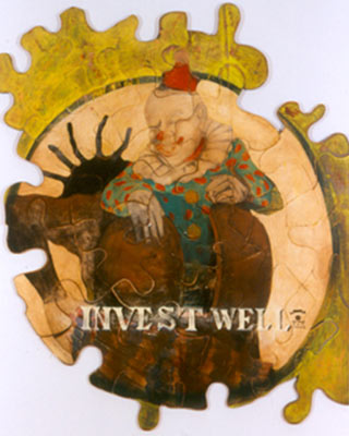 Michael Ray Charles, ‚ÄúInvest Well,‚Äù 1997. Acrylic on wood, copper penny, 59‚Äù x 48‚Äù. Collection of Tim & Nancy Hanley, Dallas.