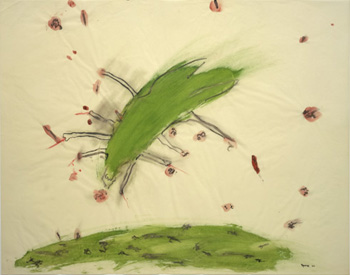 Nancy Spero “The Bug, Helicopter, Victim”, 1966. Courtesy the artist and MACBA.