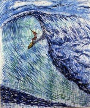 Raymond Pettibon, “No Title (Mimicked in its)”, 2001. Pen and acrylic and ink on paper. Courtesy of Regen Projects.