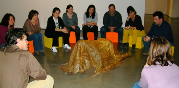 Teachers discussing Janine Antoni's work on March 25 at CCS Bard