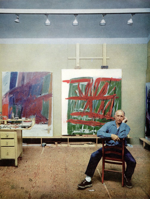 Jack Tworkov in his Provincetown studio. Photo by © Arnold Newman, for an article written by Robert Hatch, "At The Tip Of Cape Cod" July, 1961 issue of Horizon.Via the Provincetown Artist Registry.
