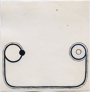 Joe Baer, "Hiccup", 1964. Gouache on paper, 4 x 4 in. Courtesy Leo Keonig Inc. Projekte.