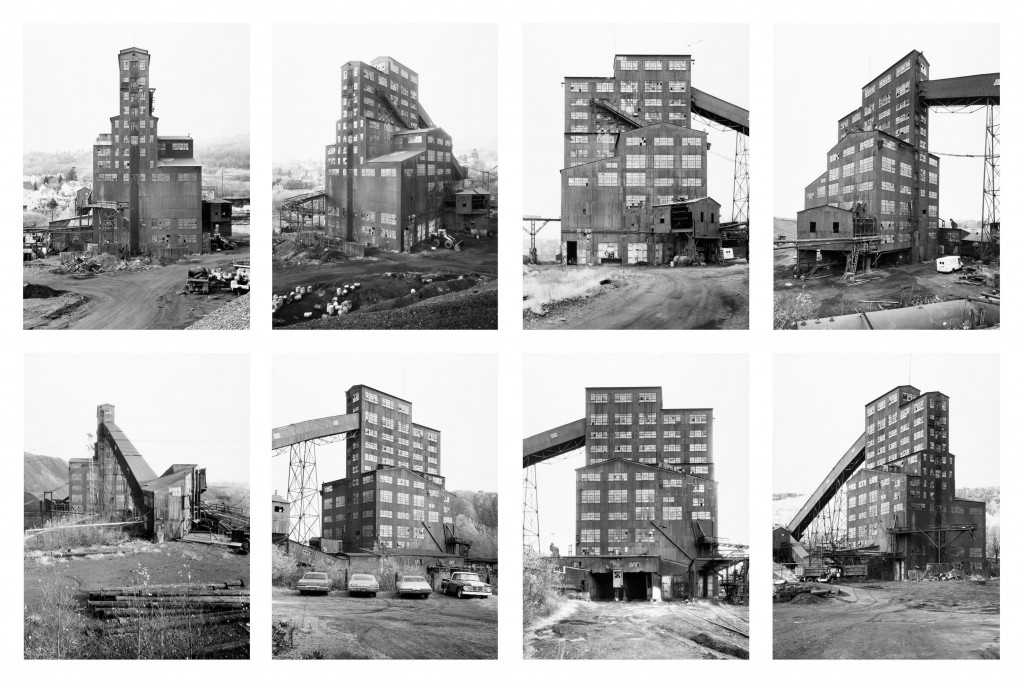 Bernd and Hilla Becher. "Harry E. Colliery Coal Breaker, Wilkes Barre, Pennsylvania," 1974. 8 Gelatin Silver Prints, 16 x 12 in. each. Courtesy Los Angeles County Museum of Art.