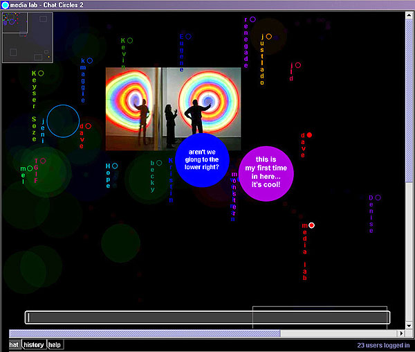 Chat Circles, one of Sociable Media Group's early projects. Image courtesy Fernanda Viegas.
