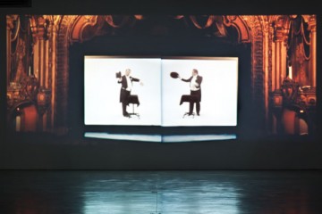 Diana Thater, "Between Science and Magic," 2010 2 16mm films, 2 modified Eiki RT-0 projectors with custom loopers, 2 amplifiers, 2 equalizers, 4 speakers Dimensions variable Installation view, Santa Monica Museum of Art, Santa Moica, CA, 2010. Courtesy the artist.