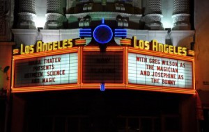 Los Angeles Theatre Marquee 35mm Production Still, Between Science and Magic, 2010. Courtesy the artist.