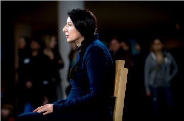 Marina Abramovic, "The Artist Is Present," performance documentation, 2010, courtesy of the New York Times