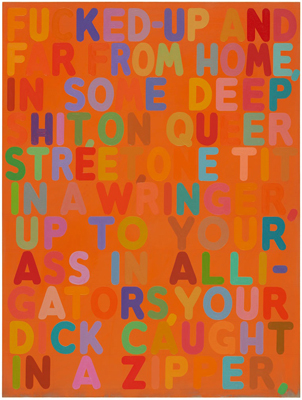Mel Bochner, "Fucked-Up," Oil on canvas, 60 x 45 inches, 2009 . Courtesy Marc Selwyn Gallery.