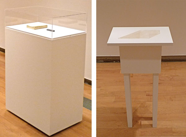 Jaime Pitarch's Erased Drawings for a Show (Left) and an untitled fabric piece by Janet Passehl