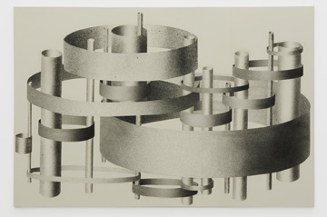 Tim Hawkinson Cylinder Composition, 2010, Ink on paper mounted on panel, 96 x 144 inches. Courtesy Blum & Poe.