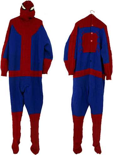 Mark Newport, “Spiderman”, Hand knit acrylic and buttons, 2003. Courtesy of the Artist