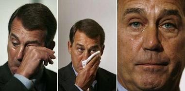 Ohio Senator John Boehner crying while speaking in the House, 2007. Via ThinkProgress.