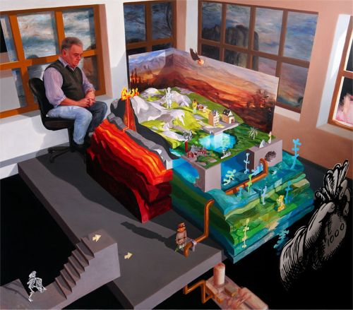 Kristoffer Zetterstrand , The game. 228x200cm. Oil on canvas (2009)