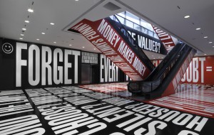 Barbara Kruger. "Belief+Doubt," 2012. Photo by Cathy Carver. Courtesy the Hirshhorn Museum and Sculpture Garden.