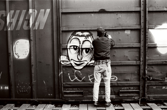 Barry McGee. "Roseville Trainyards," 1995. Photo by Craig Costello. Courtesy of the artist