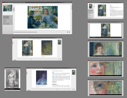 The Art Institute of Chicago's Online Scholarly Catalog Initiative Renoir pages, showing a sample object entry, with high resolution photography, including UV and X-ray images.
