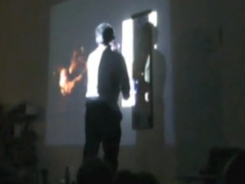 Seth Kim-Cohen, “The bee in bathos equals the pee in pathos (except at the bathhouse)” performance still, January 2013