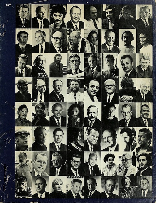 Headshots of participants from the cover of the Report on Art and Technology. Courtesy LACMA