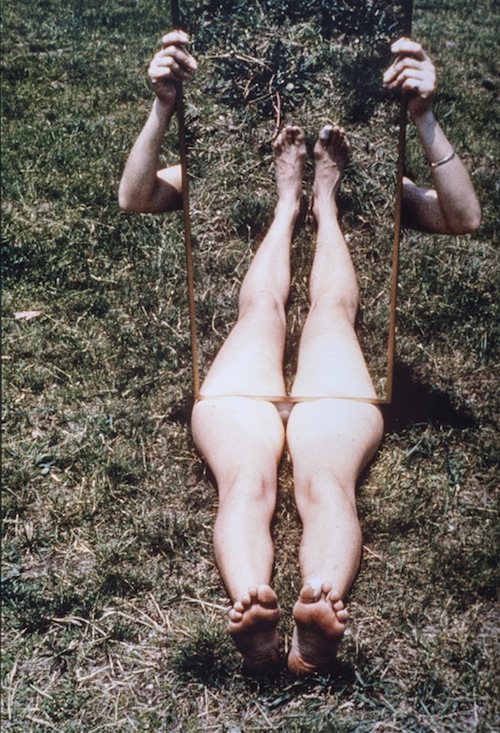 Joan Jonas."Mirror Piece I," 1969. C-print, 40 x 22 in. Collection the artist.