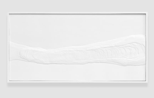 Untitled (Plaster Positive), 2013, Hydrocal in lacquer finished maple frame, 30.75 x 60.5 x 3 inches, 78.1 x 153.7 x 7.6 cm