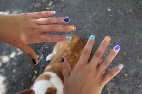 Manicure above Breanne Trammell's dog, Cory Tiny Tim Riggins. Photo: Mikel Durlam.
