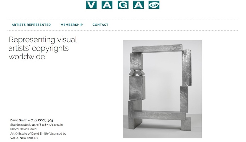 VAGA homepage, screenshot.