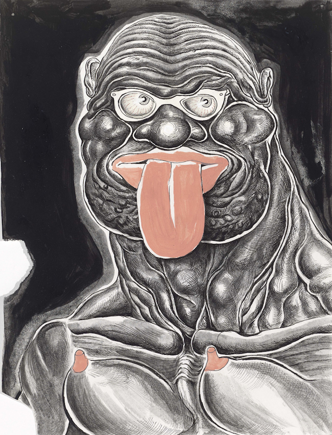  Trenton Doyle Hancock, "Self-Portrait with Tongue," 2010. Acrylic, mixed media on paper; 16 x 13 1/2 inches. Courtesy the artist and James Cohan Gallery, New York.