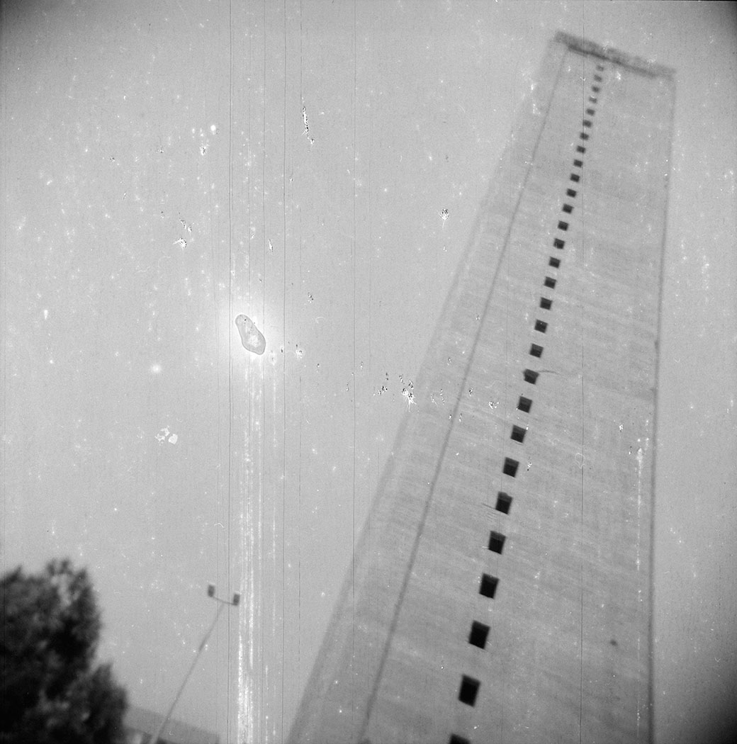 Ziad Antar. "Murr Tower, Wadi Abu Jmil, Built In 1973" from the “Expired” series, 2009. Gelatin silver print; 19 3/4 x 19 3/4 inches. Courtesy the artist and Selma Feriani Gallery, London.