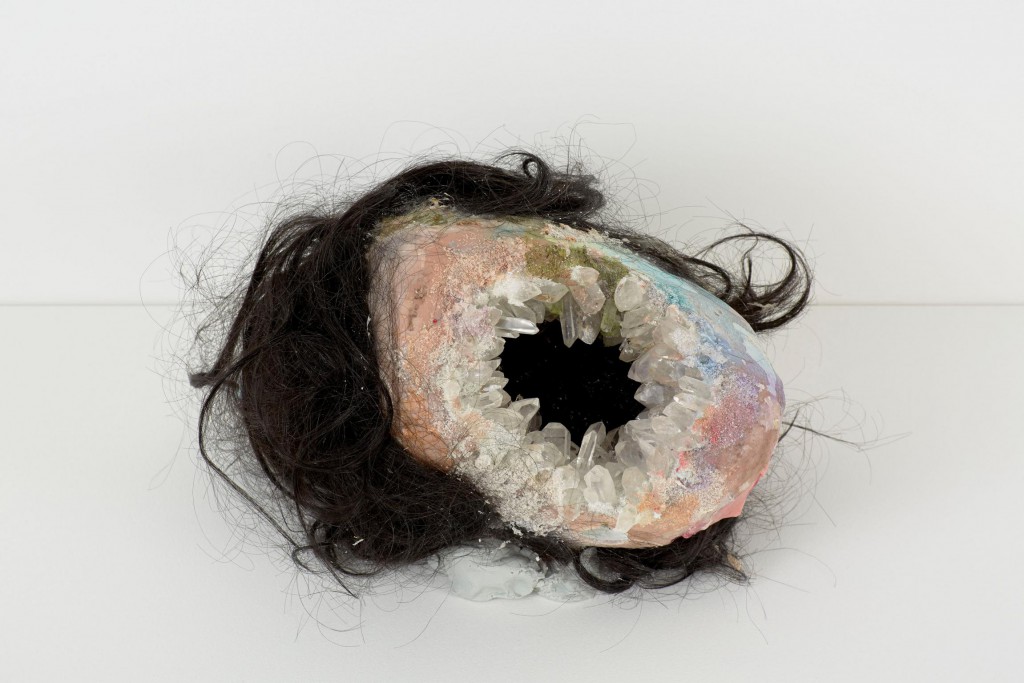 David Altmejd. "Anand," 2015. Polyurethane foam, epoxy clay, epoxy gel, acrylic paint, resin, quartz, synthetic hair, and glitter; 20 x 28 x 32 cm (7 7/8 x 11 1/8 x 12 5/8 in). Courtesy of the artist and Modern Art, London.