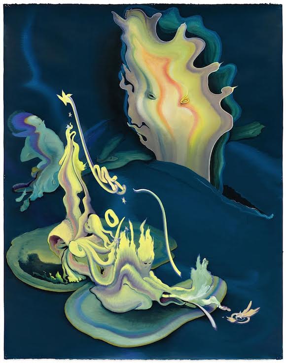 Inka Essenhigh. Star Maker, 2014, 51 ¼ x 40, oil on paper. Courtesy Jacob Lewis Gallery, © Inka Essenhigh. 