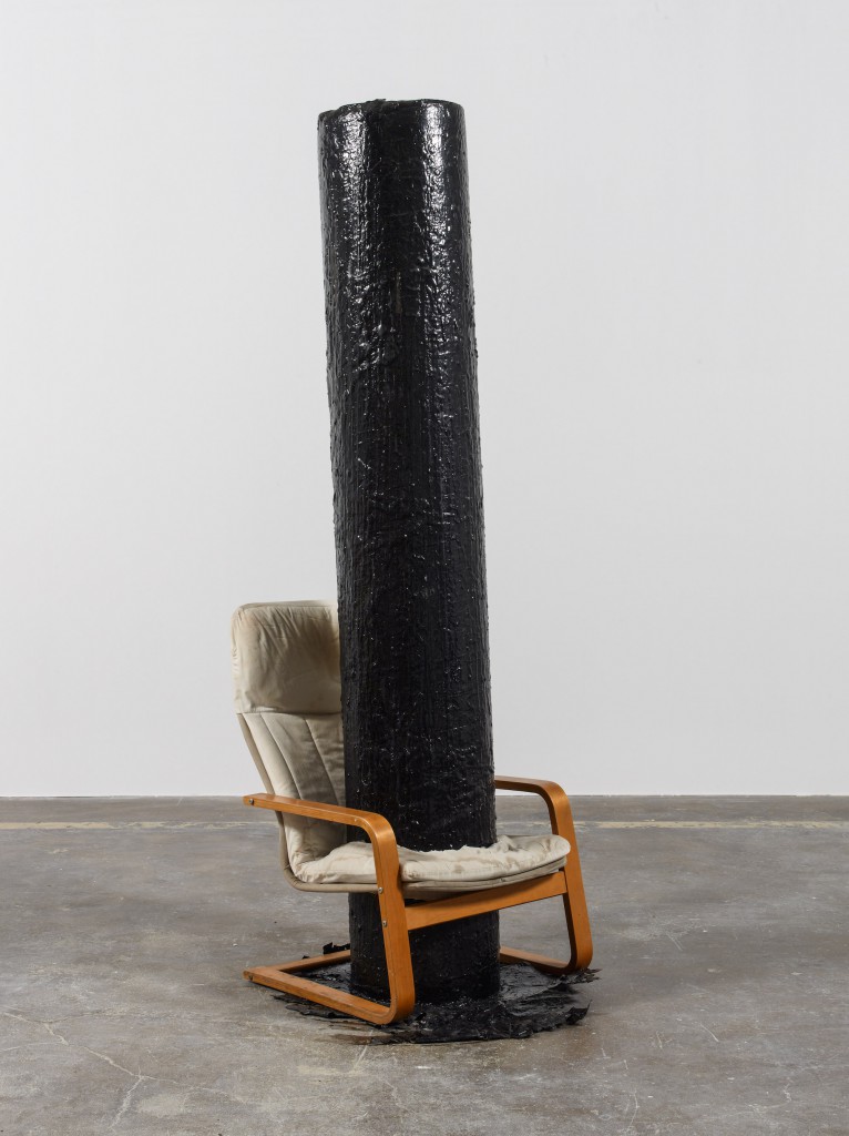 Untitled, 2009 Chair, cardboard tube, latex paint, 87 × 33 × 29 in. Courtesy the artist and Maccarone, New York/Los Angeles Photo: John Kennard, courtesy Susanne Vielmetter Los Angeles. On view at the Studio Museum.