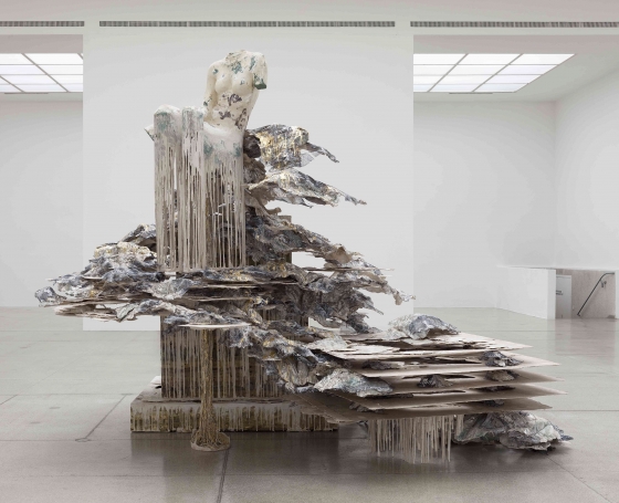 Diana Al-Hadid. Phantom Limb, 2014 Steel, polymer gypsum, fiberglass, foam, wood, plaster, metal mesh, aluminum foil and pigment Approximately 106 x 138 x 143. Courtesy of the artist and Marianne Boesky Gallery, New York. Copyright Diana Al-Hadid. Photo Oliver Ottenschlaeger. Photo: David Winton Bell Gallery.