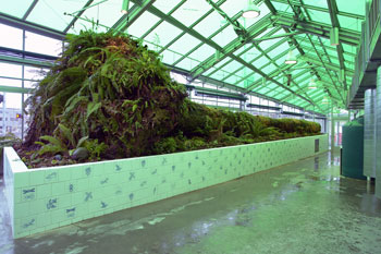 Mark Dion, <i>Neukom Vivarium</i>, 2006. Mixed-media installation, greenhouse structure: 80 feet long. Installation view at Olympic Sculpture Park, Seattle. Gift of Sally and William Neukom, American Express Company, Seattle Garden Club, Mark Torrance Foundation, and Committee of 33, T2004.101. Photo by Paul McCapia, courtesy the Seattle Art Museum.