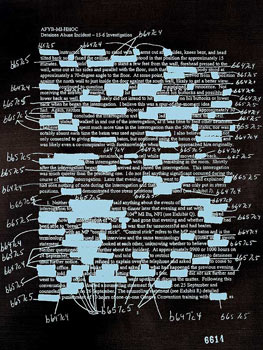 Jenny Holzer, <i>WISH LIST BLACK</i> (detail), 2006. Oil on linen; 16 panels, 33 x 408 inches. ¬© 2007 Jenny Holzer, member Artist Rights Society (ARS), New York.