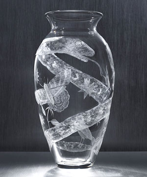Kiki Smith, ‚ÄúTattoo Vase,‚Äù etched glass, 2008. Courtesy Steuben Glass.