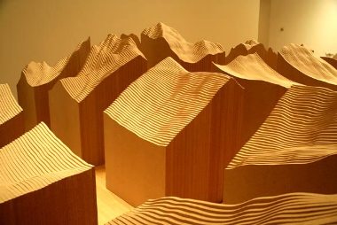 Maya Lin, “Blue Lake Pass,” 2006, Duraflake particleboard. Courtesy of the LA Times (Collen Chartie).