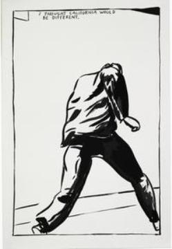 Raymond Pettibon, “No Title (I Thought California)”, 1989, Lithograph. Courtesy Regen Projects, Los Angeles and Orange County Museum of Art.