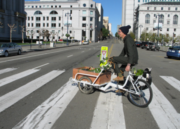 The Victory Garden Trike in action in San Francisco