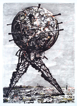 William Kentridge, Drawing for "II Sole 24 Ore (World Walking)", 2007; Collection of Doris and Donald Fisher; � 2008 ; photo: courtesy Marian Goodman Gallery, New York.