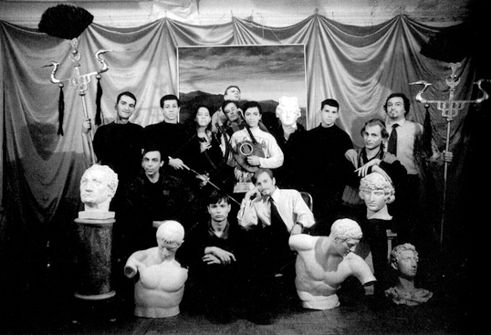 New Academy of Fine Arts, St. Petersburg, 1996.  Joulia in the center holding a lyre.