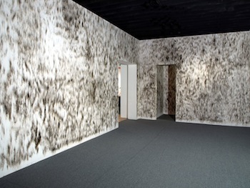 Ann Hamilton, "accountings. soot wall", 2009. Flame-licked walls, dimensions variable. Courtesy Carl Solway Gallery.
