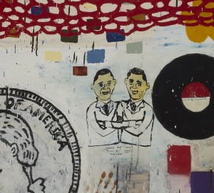 Squeak Carnwath, "Alive" (detail), oil and alkyd on canvas over panel, 65" x 75", 2009.  Courtesy Peter Mendenhall Galle