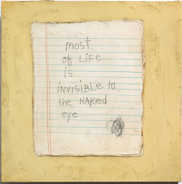 Squeak Carnwath, "Invisible," oil and alkyd on canvas, 12" x 12", 2009.  Courtesy Peter Mendenhall Gallery.