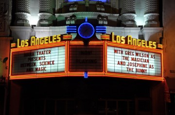 Los Angeles Theatre Marquee 35mm Production Still, Between Science and Magic, 2010.  Courtesy the artist.  