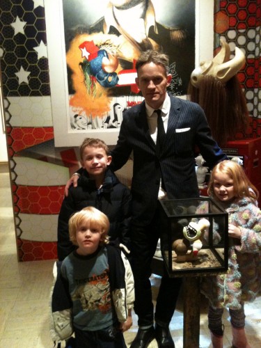 Grand re-opening, Elliott Earls with his kids