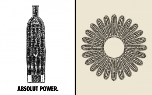left: Hank Willis Thomas. "Absolut Power," (2003). Courtesy of the artist and Jack Shainman Gallery; right: Sanford Biggers. "Lotus," (2007). Courtesy the artist.