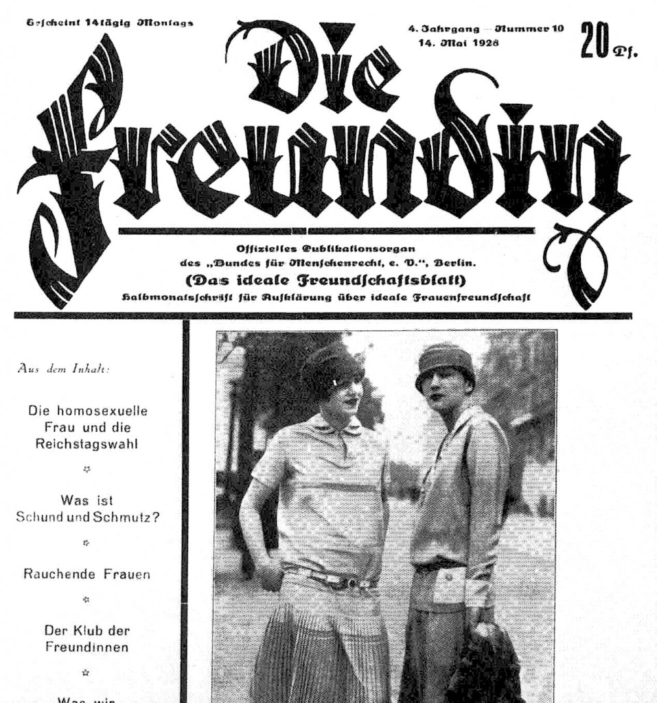 "Die Freundin," a magazine geared towards queer women in pre-WWII Berlin