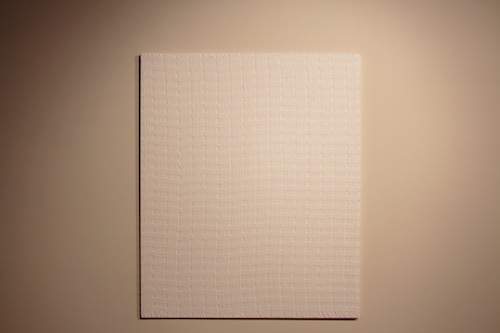 Michelle Grabner, "Untitled," 2012, Weaving and Gesso on Panel. Photo courtesy of Autumn Space.