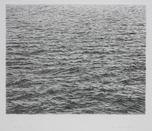 Drypoint - Ocean Surface 1983 by Vija Celmins born 1938